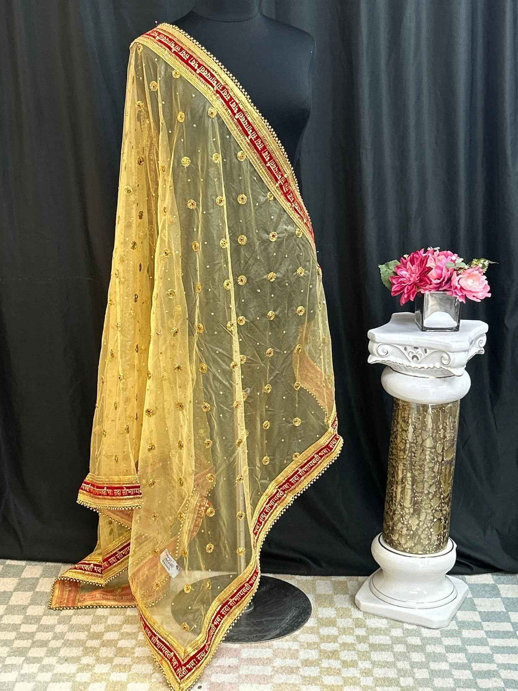 Bridal dupatta | golden dupatta for bridal lehenga/ saree