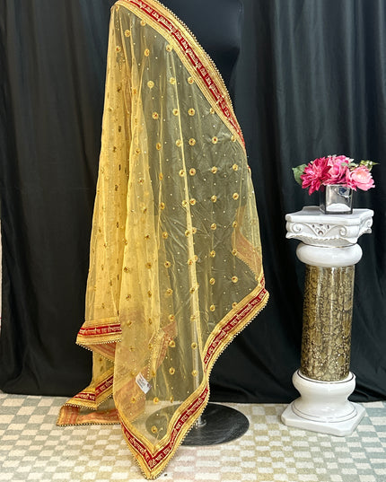 Bridal dupatta | golden dupatta for bridal lehenga/ saree