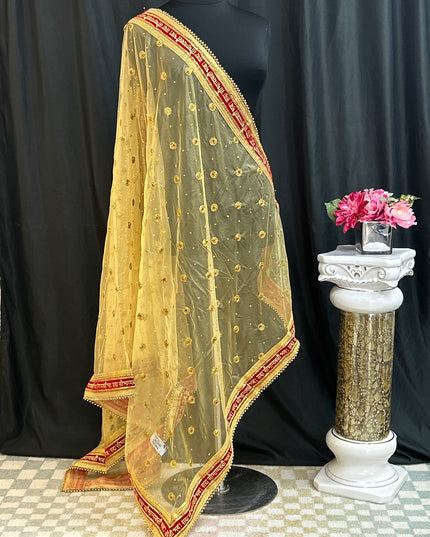 Bridal dupatta | golden dupatta for bridal lehenga/ saree
