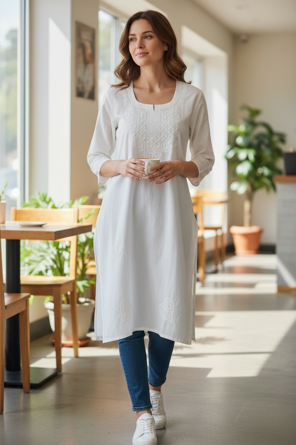 White chikankari kurti | cotton Kurti