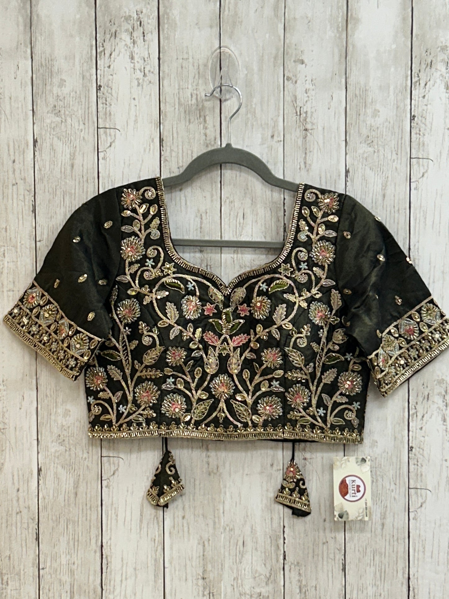 Hand embroidered blouse | tissue silk blouse with all over hand embroidery
