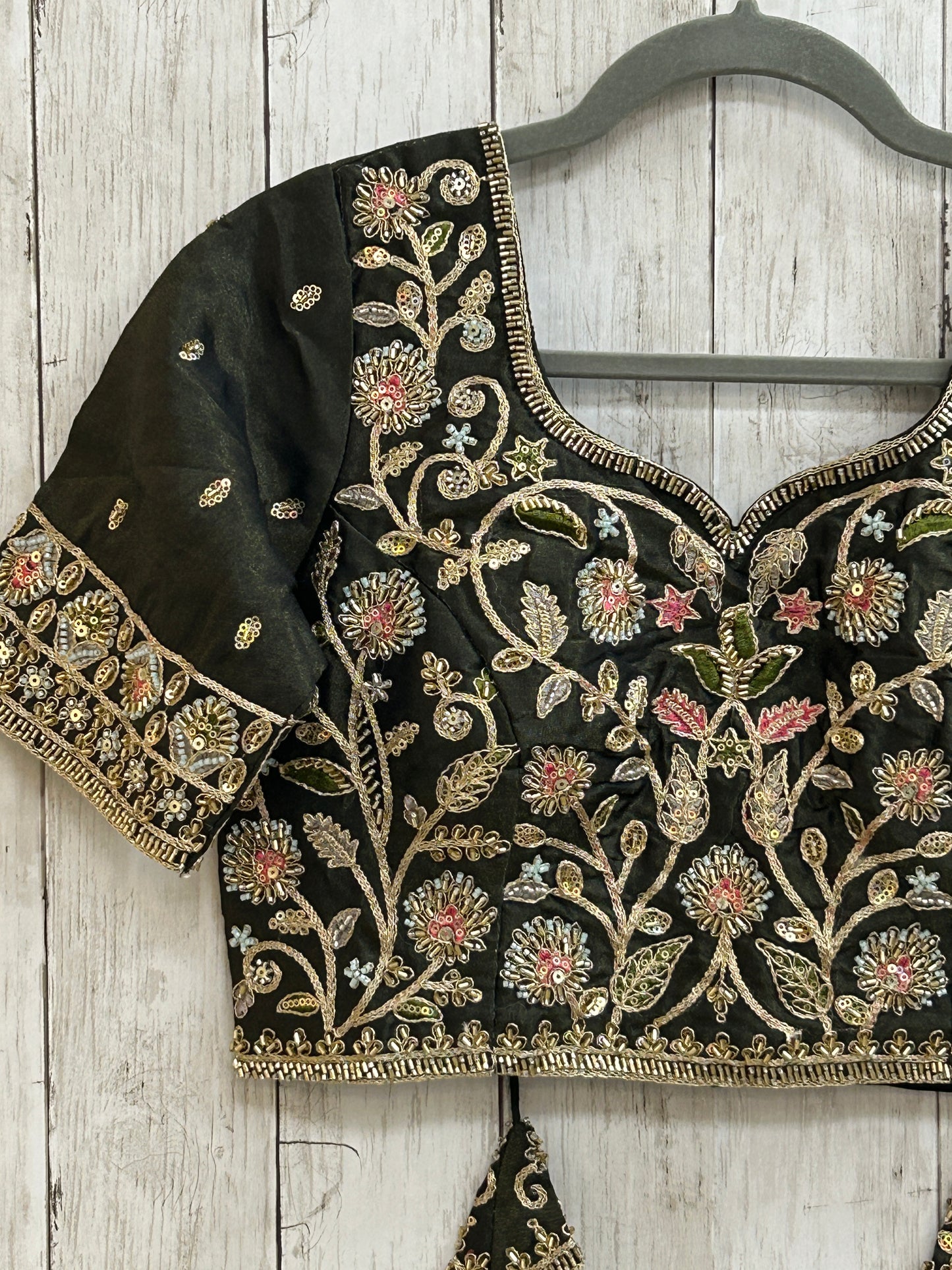 Hand embroidered blouse | tissue silk blouse with all over hand embroidery