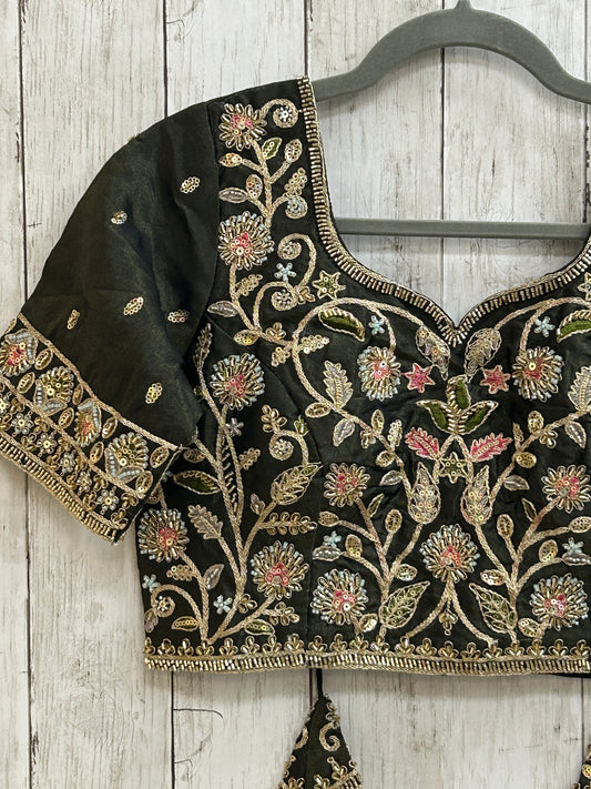 Hand embroidered blouse | tissue silk blouse with all over hand embroidery