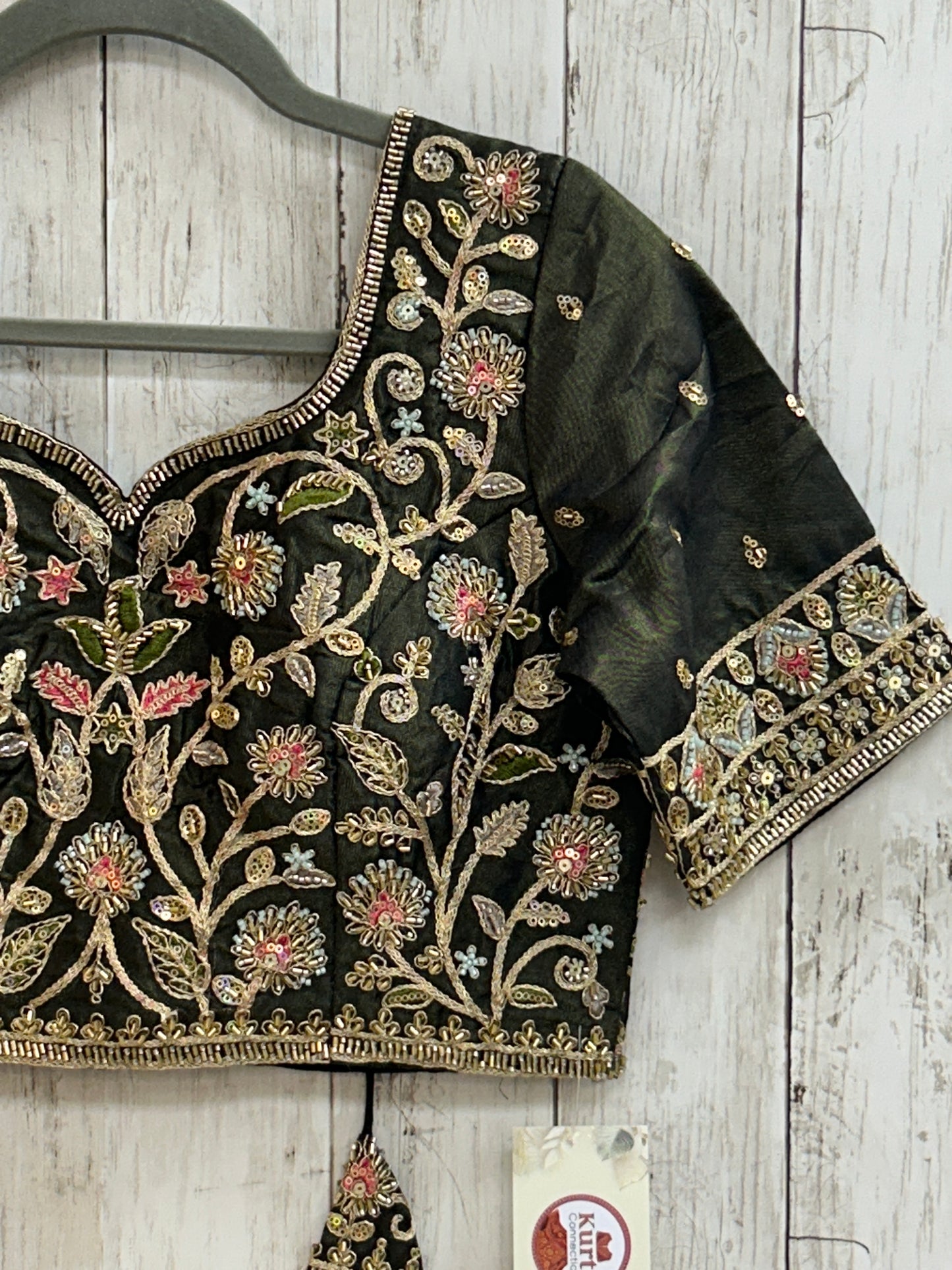 Hand embroidered blouse | tissue silk blouse with all over hand embroidery