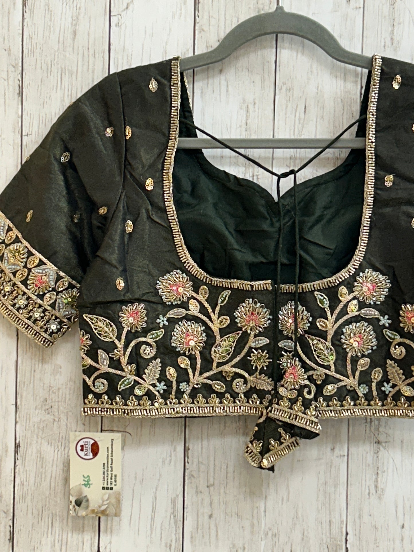 Hand embroidered blouse | tissue silk blouse with all over hand embroidery