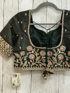 Hand embroidered blouse | tissue silk blouse with all over hand embroidery by Kurti Connection USA