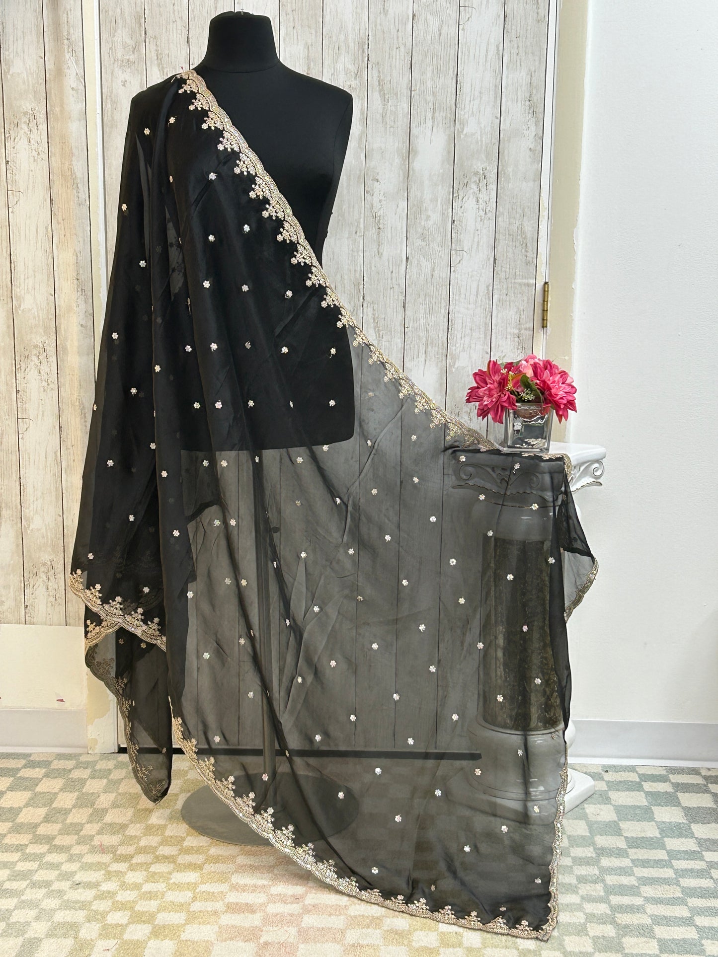 Black jardoji dupatta