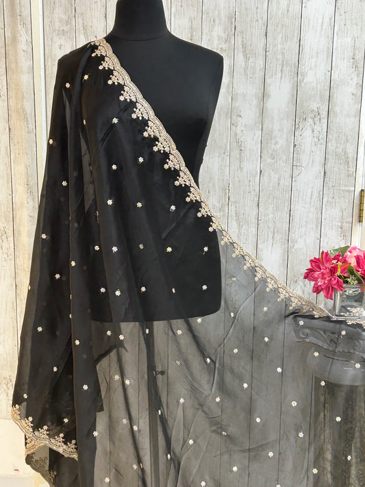 Black jardoji dupatta