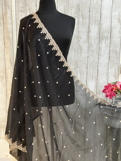 Black jardoji dupatta