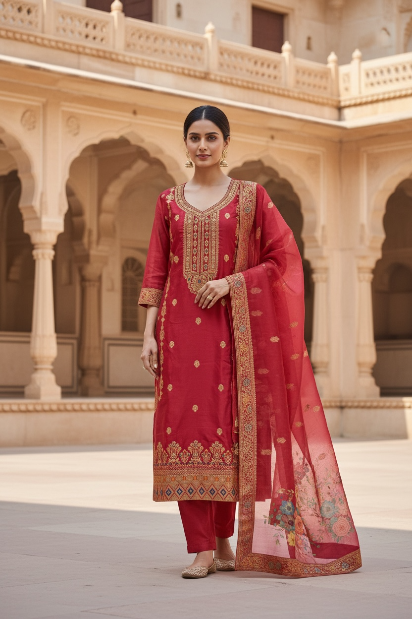 Banarasi silk salwar suit by Kurti Connection USA