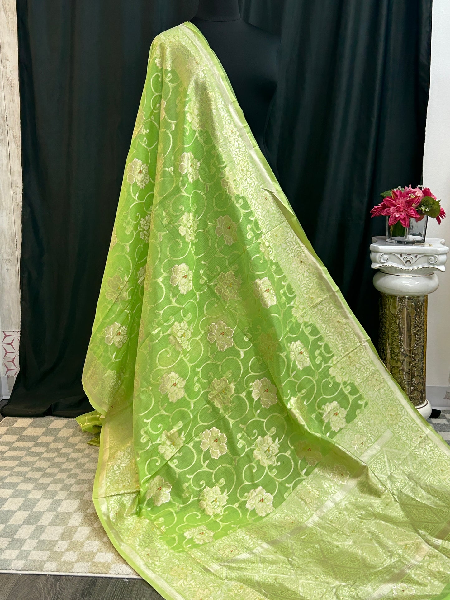 Linen cotton saree by Kurti Connection USA