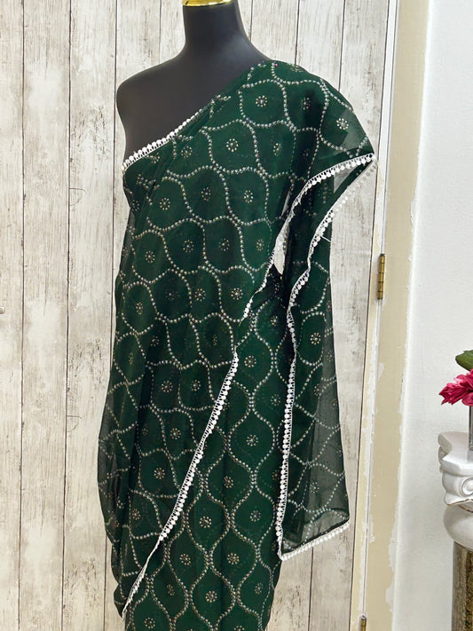 Green chiffon saree