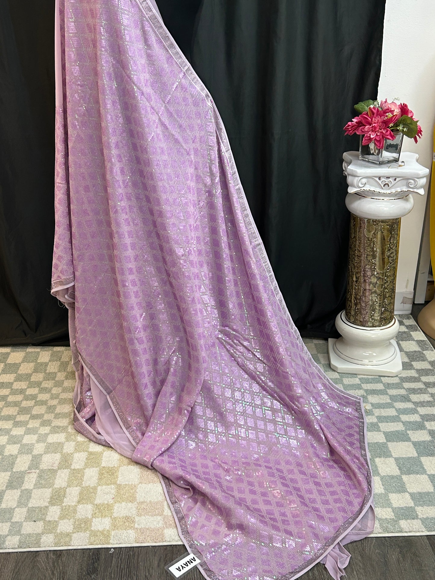 Pure georgette saree with Italian sequin work