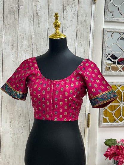 Silk blouse with teal blue detailing