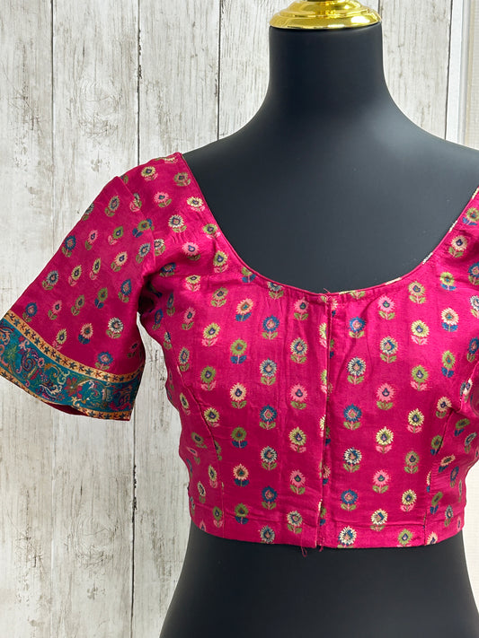 Silk blouse with teal blue detailing