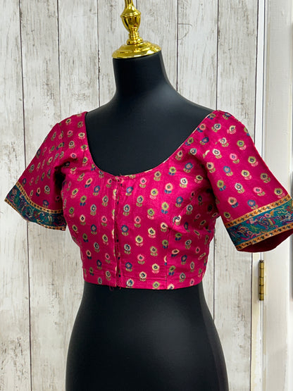 Silk blouse with teal blue detailing