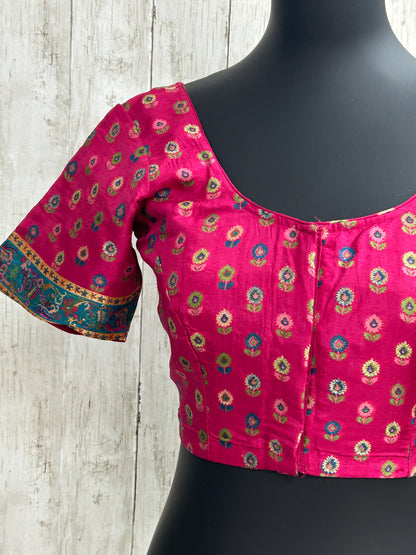 Silk blouse with teal blue detailing