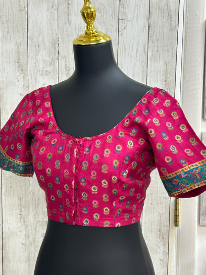 Silk blouse with teal blue detailing