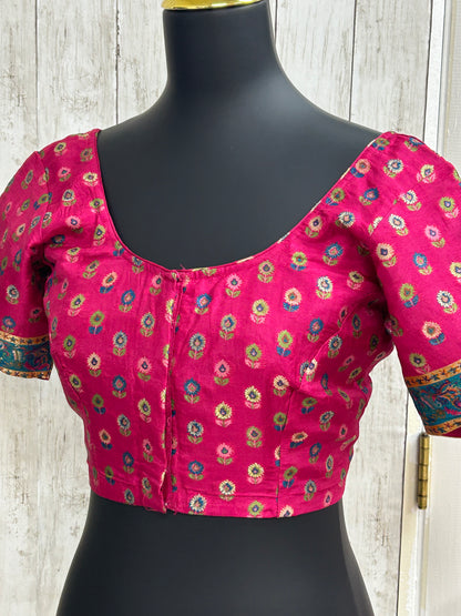 Silk blouse with teal blue detailing