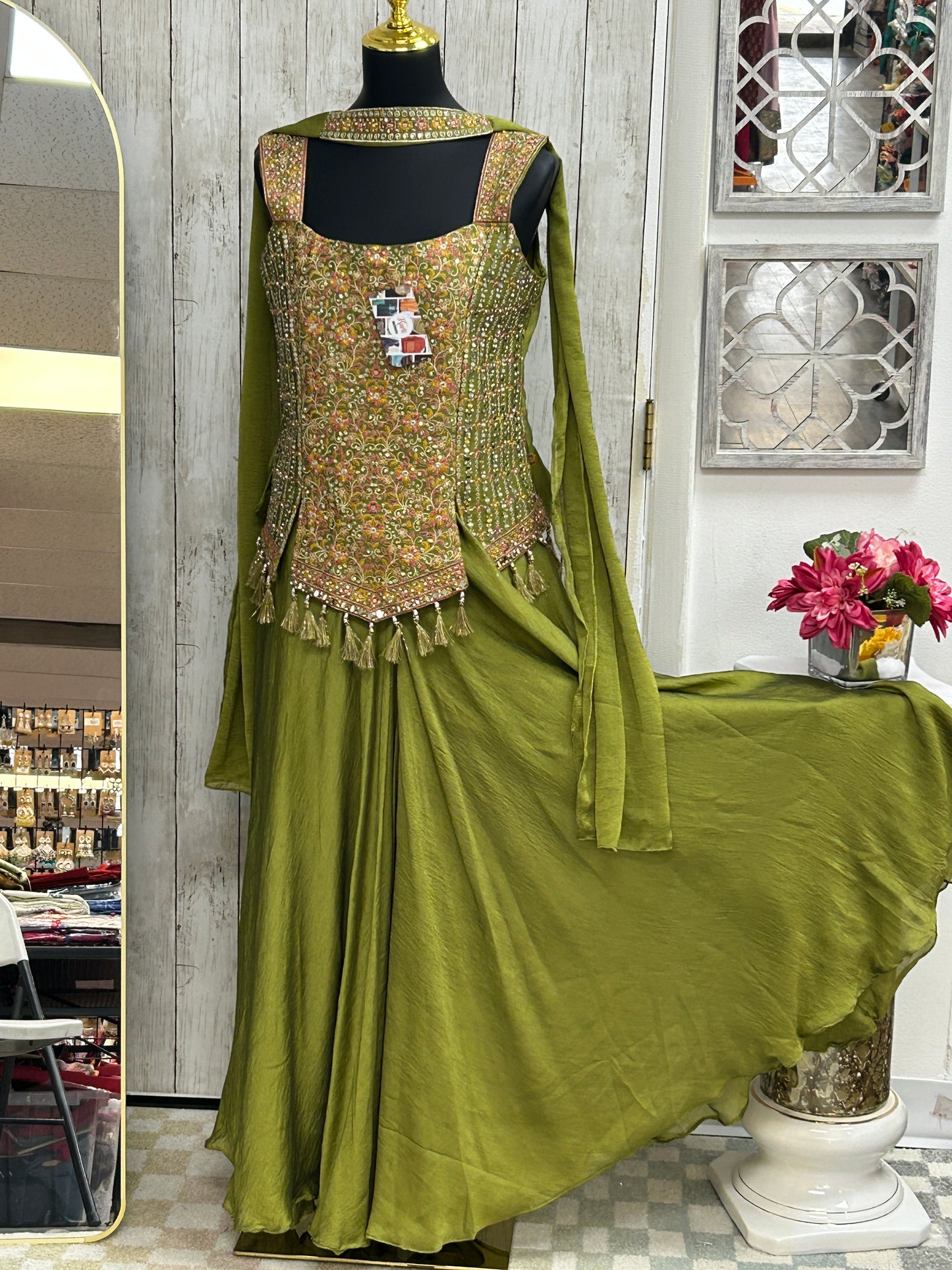 Sharara suit : chiffon silk sharara set by Kurti Connection USA