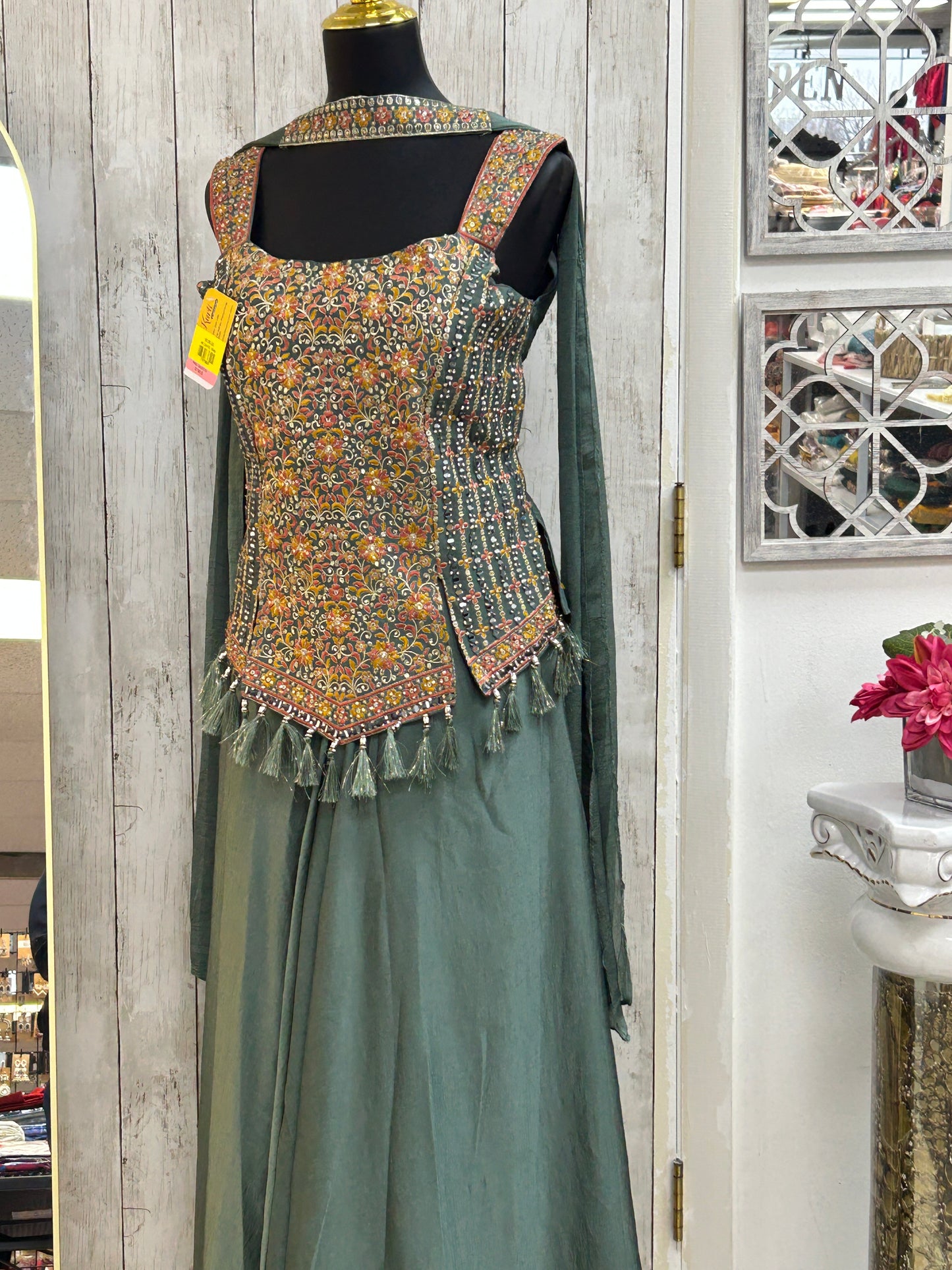 Sharara suit : chiffon silk sharara set by Kurti Connection USA