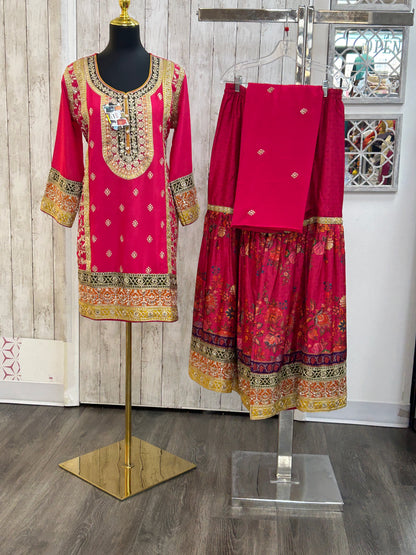 Heavy party wear sharara suit by Kurti Connection USA