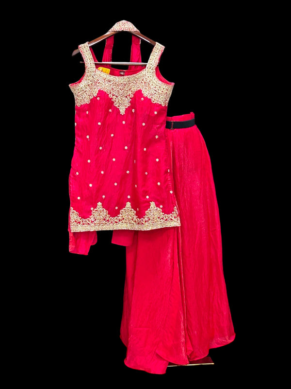 Dark pink party wear sharara set
