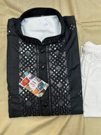 Silk kurta pajama set with mirror work by Kurti Connection USA