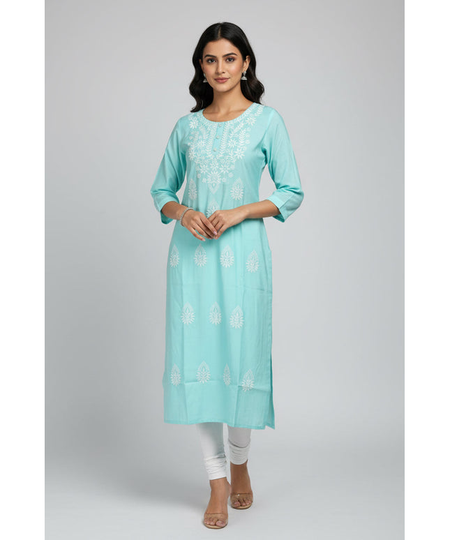 Chikankari modal silk kurti by Kurti Connection USA