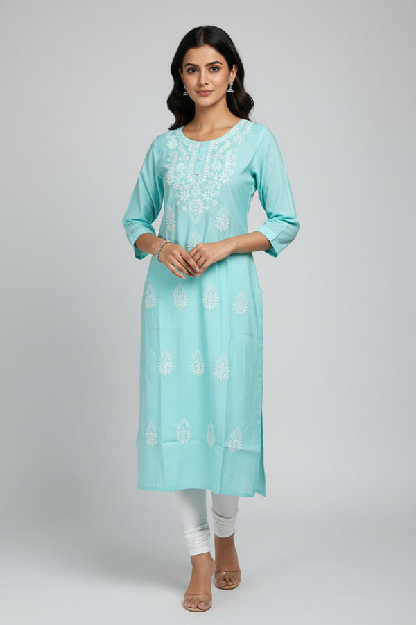 Chikankari modal silk kurti