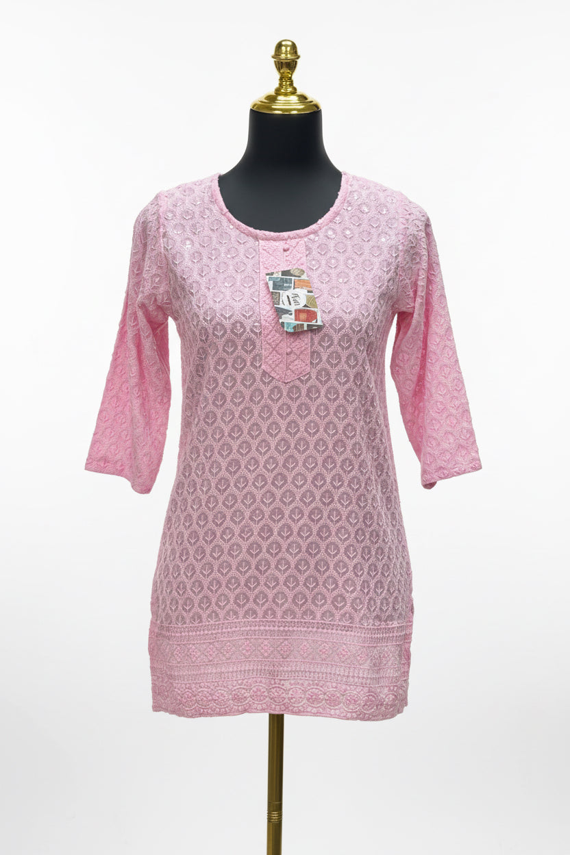 Chikankari short kurti by Kurti Connection USA
