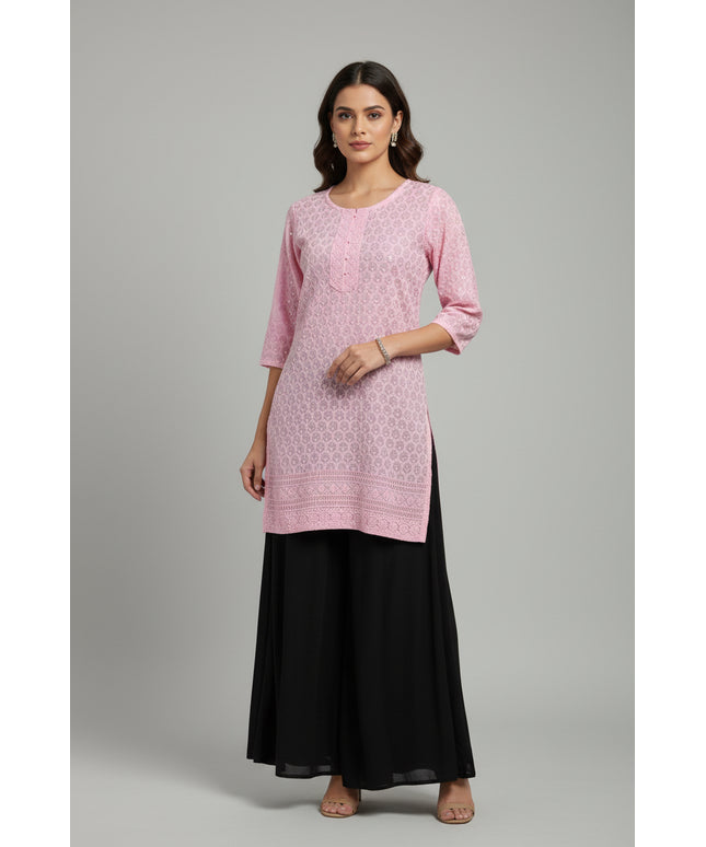 Chikankari short kurti by Kurti Connection USA