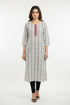 Cotton chikankari kurti with digital print by Kurti Connection USA