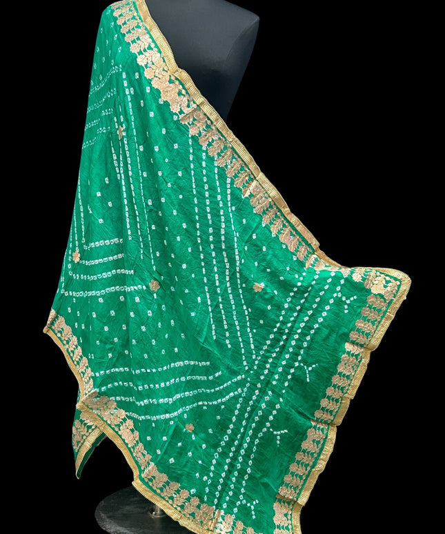 Sea green Bandhani dupatta by Kurti Connection USA