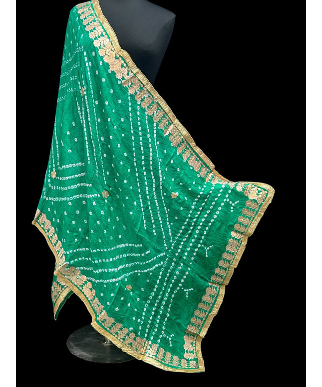 Sea green Bandhani dupatta by Kurti Connection USA