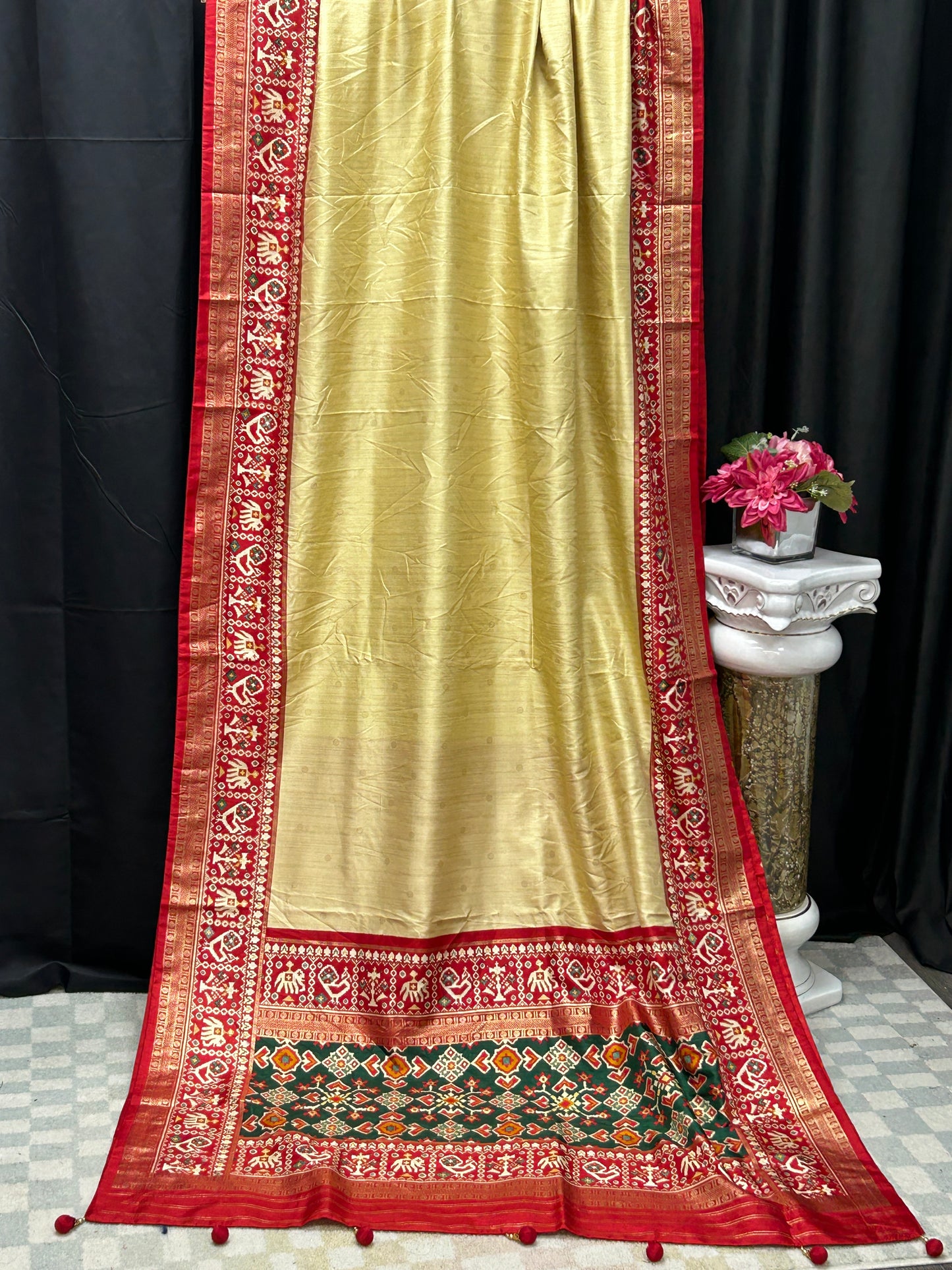 Patola print saree : henna green