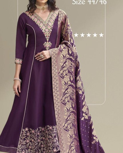 Silk Anarkali Kurti set - Kurti Connection USA