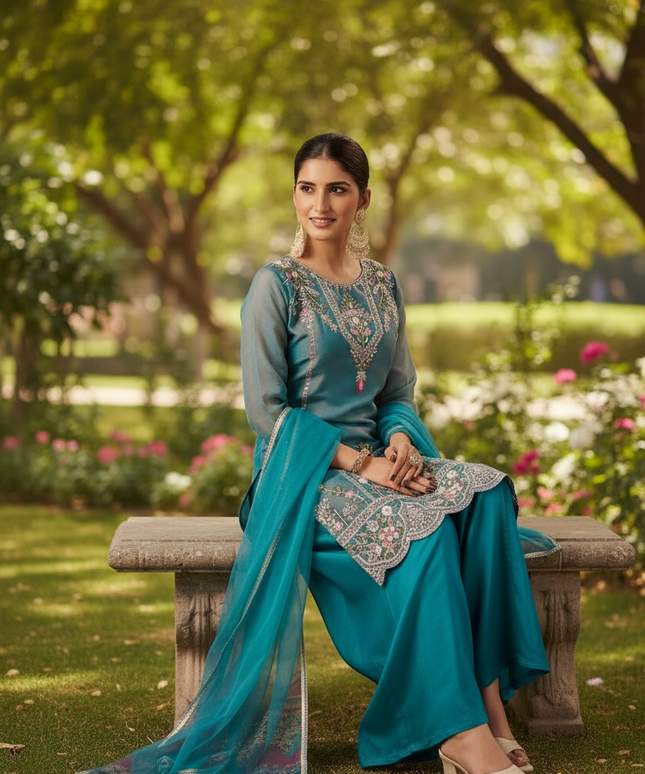 Tissue silk Kurti set