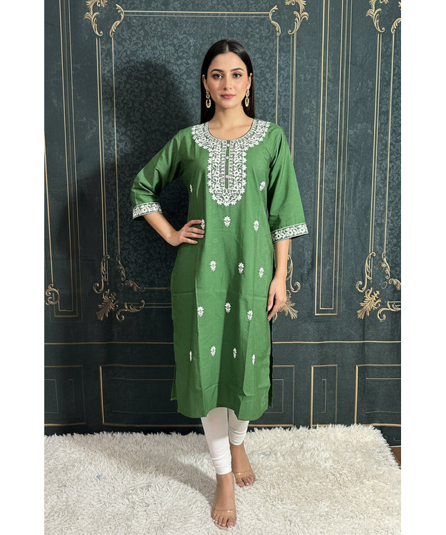 Crape silk chikankari work kurti