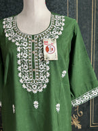 Crape silk chikankari work kurti