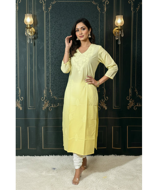 Cotton chikankari kurti / ombré color pattern