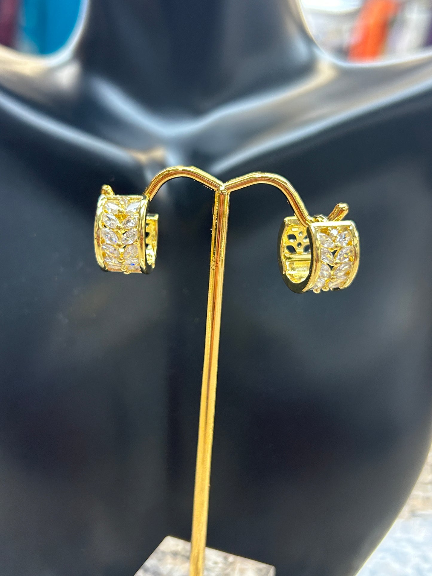 Cz hoop ear rings