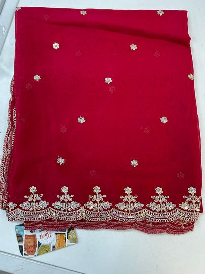 Dark pink tissue duppata