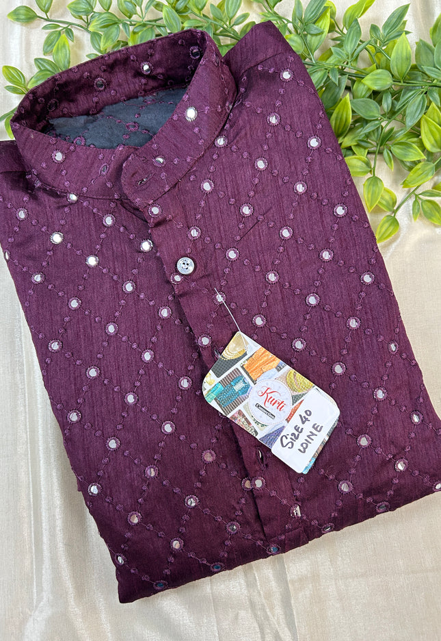 Cotton silk kurta - Kurti Connection USA
