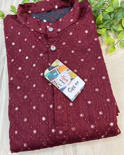 Cotton silk kurta - Kurti Connection USA
