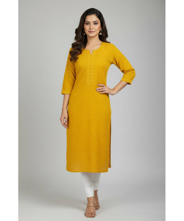 Yellow Chikankari kurti