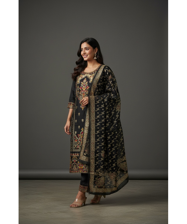 Black banarasi salwar suit set