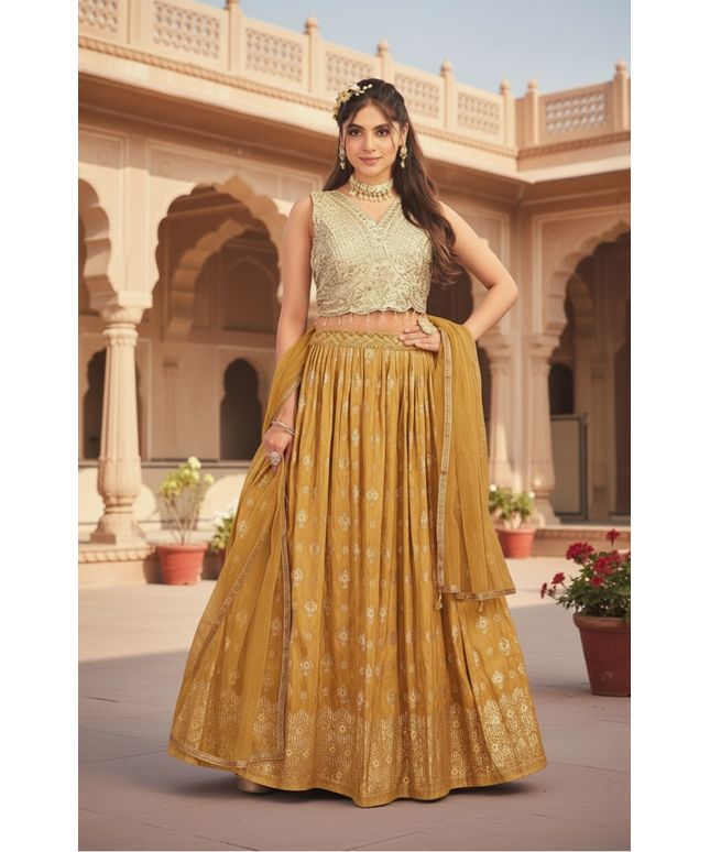Yellow : banarasi Lehenga set
