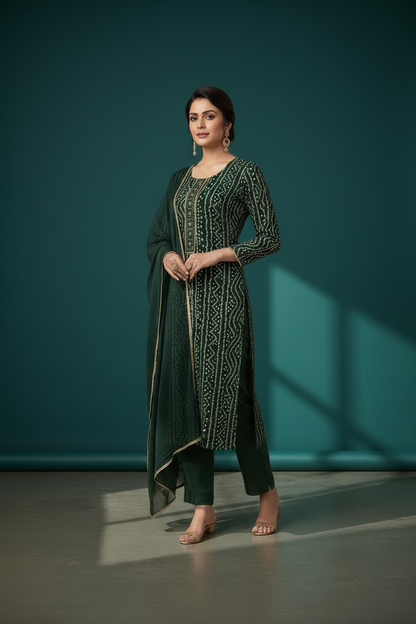 Bandhani silk kurti set