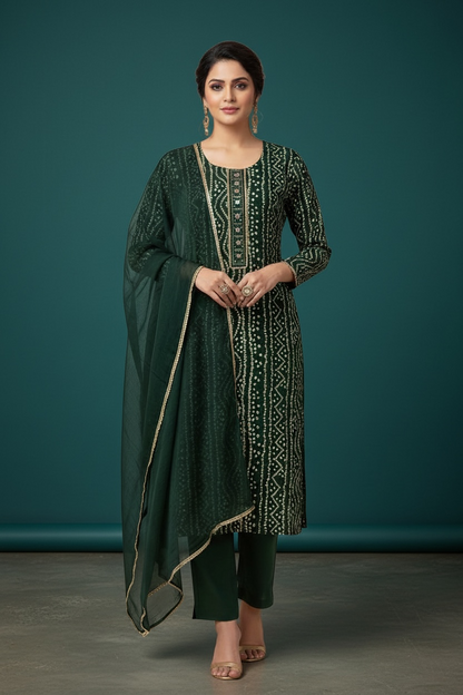 Bandhani silk kurti set